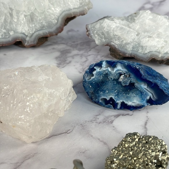 Quartz Pyrite Geode Seashell Stones Collection - Picture 6 of 8